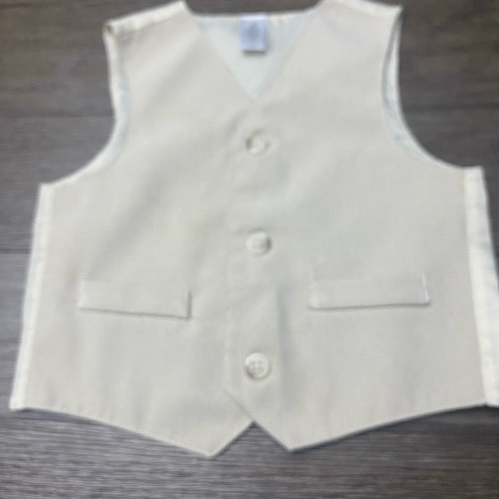 George 24M boys dressy button up church vest gray/tan color
